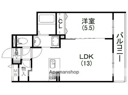 アンスリウム(1LDK/2階)の間取り写真