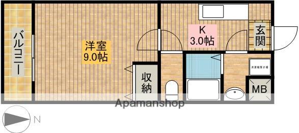 東海道本線 浜松駅 バス乗車時間：10分 三島西バス停で下車 徒歩2分 3階建 築14年(1K/3階)の間取り写真