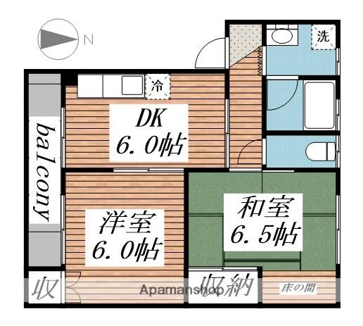 第3欣生荘(2DK/2階)の間取り写真