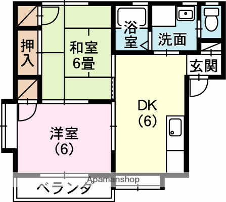 リバーサイド北寺(2DK/2階)の間取り写真