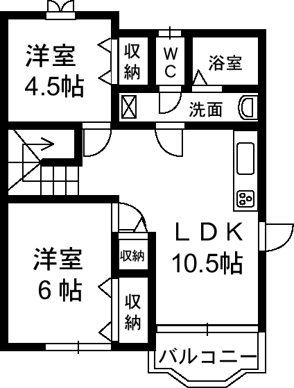 ソレアード Ⅱ(2LDK/2階)の間取り写真