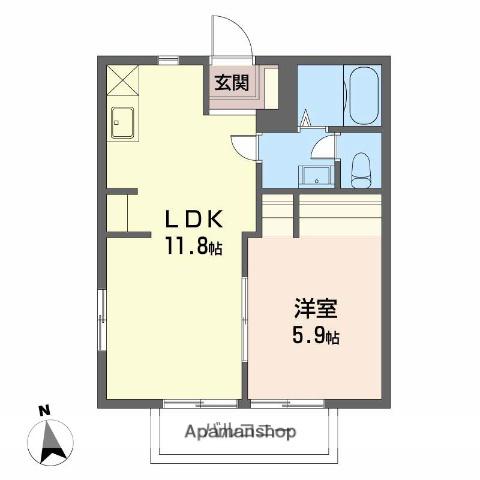 リバティ駿河台(2DK/1階)の間取り写真