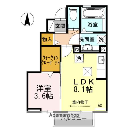 ピアラ壱番館(1LDK/1階)の間取り写真