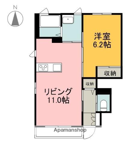 WISTERIAB(1LDK/1階)の間取り写真