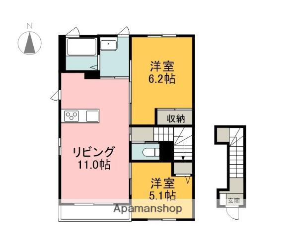 WISTERIAB(2LDK/2階)の間取り写真