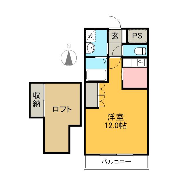 TIMESSQUARE(1K/2階)の間取り写真