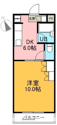 アルタイルS(1DK/2階)の間取り写真