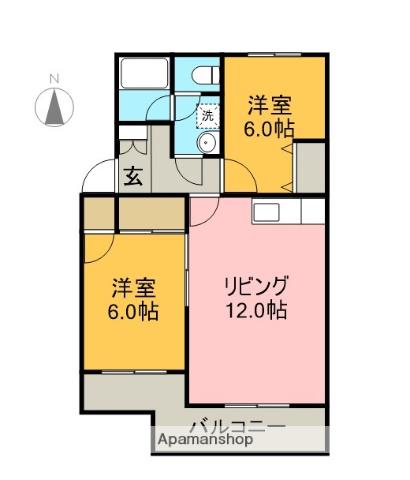 スカイコート宮原(2LDK/1階)の間取り写真