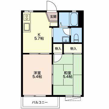 パーク中里 B(1LDK/2階)の間取り写真