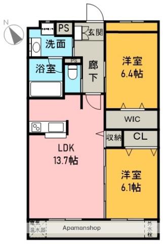 CLOVER(2LDK/2階)の間取り写真