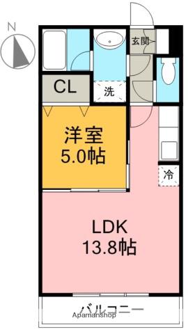 グリーンリーフⅡ(1LDK/2階)の間取り写真