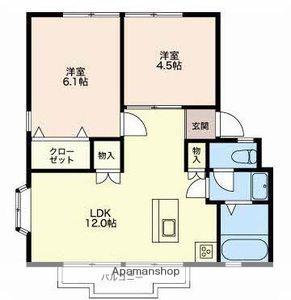 ビタビレッジ富士(2LDK/2階)の間取り写真