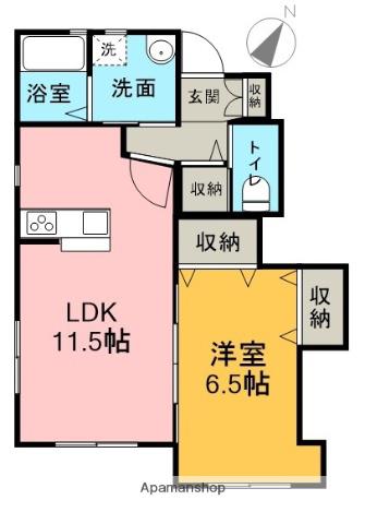 メゾンM・T(1LDK/1階)の間取り写真