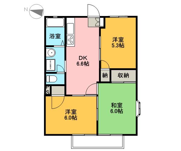 マロウブルー(3DK/1階)の間取り写真