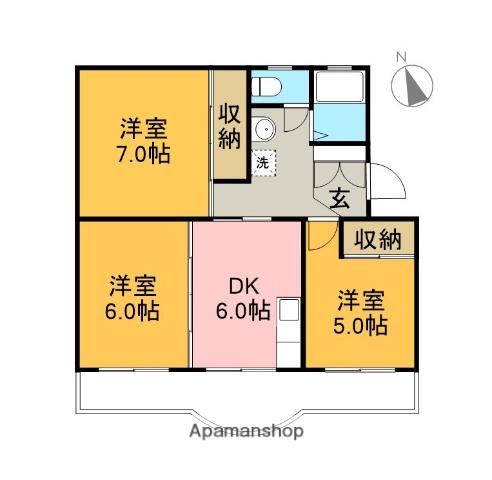 サンコーポ朝日B(3DK/3階)の間取り写真