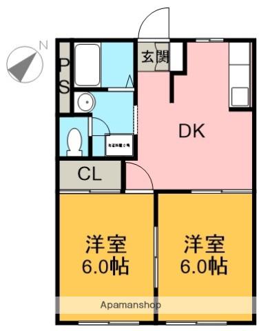 コーポヤマロク(2DK/1階)の間取り写真