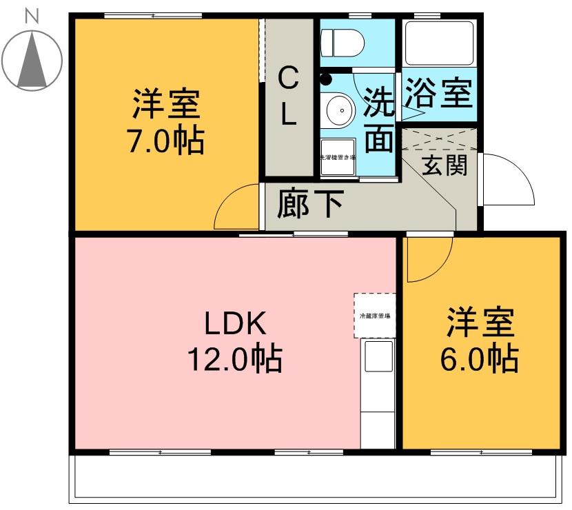 ルミエール中里(2LDK/1階)の間取り写真