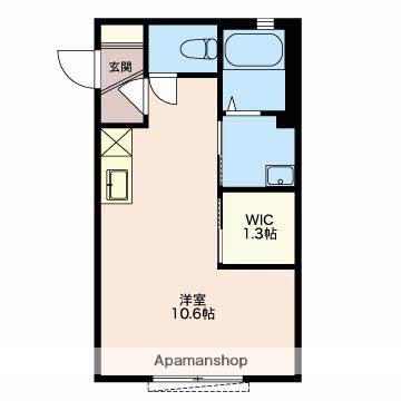 くるまざか(ワンルーム/1階)の間取り写真