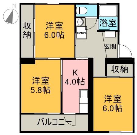コーポ靖国(3K/1階)の間取り写真