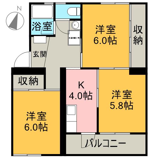 コーポ靖国(3K/2階)の間取り写真