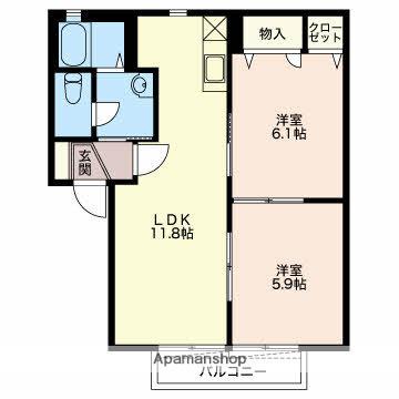 シャルマン富士岡(2LDK/2階)の間取り写真