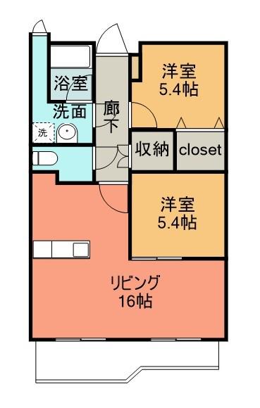 トゥールトロー(2LDK/3階)の間取り写真