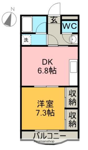 ゴールドランド(1DK/2階)の間取り写真