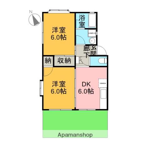 ベストハイツ岳陽(2DK/1階)の間取り写真