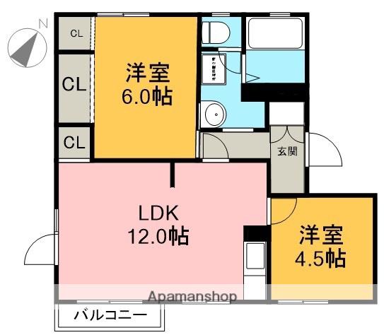 コーポTY C(2LDK/2階)の間取り写真