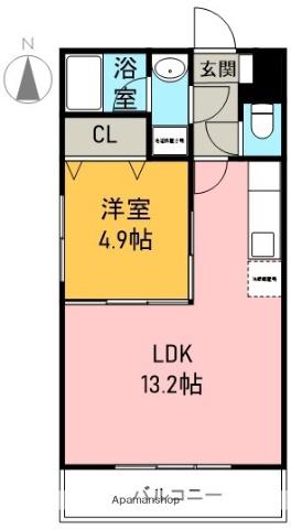 シャン・デュ・クールⅡ(1LDK/2階)の間取り写真