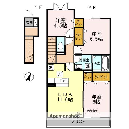 グランドゥール(3LDK/2階)の間取り写真