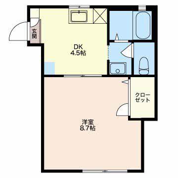 グレイス横割(1K/2階)の間取り写真