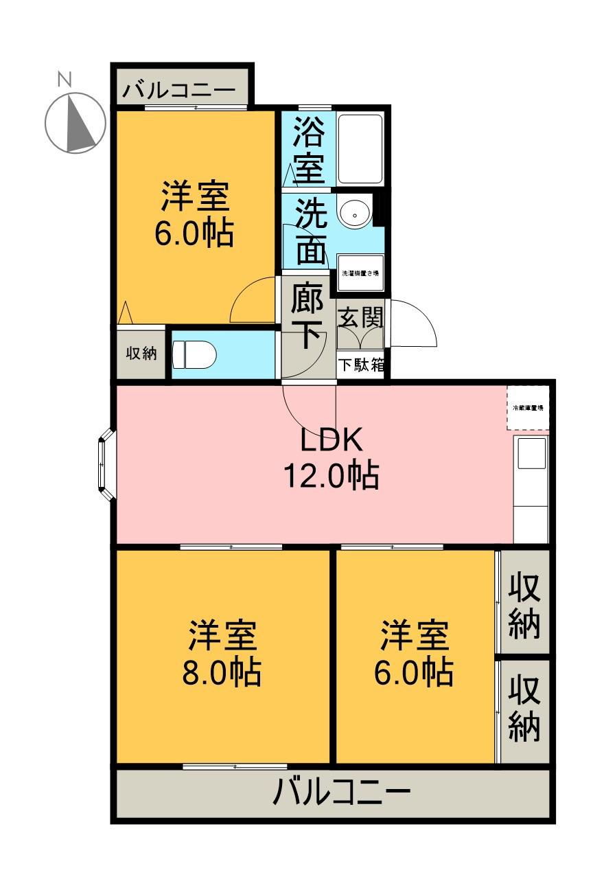メゾンラフィーネ(3LDK/3階)の間取り写真