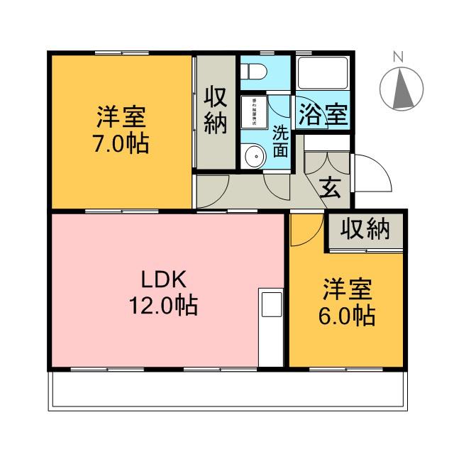 シティーリバー2(2LDK/3階)の間取り写真