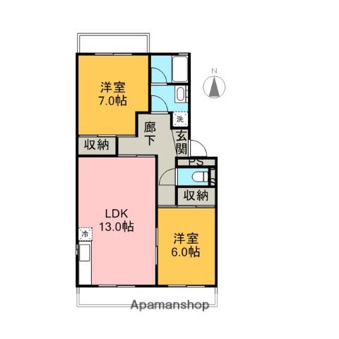 グレイス西小泉(2LDK/2階)の間取り写真
