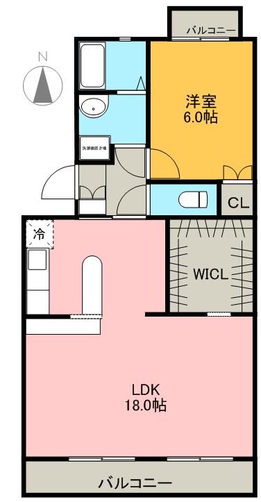 KANDAスリーナイン(1LDK/4階)の間取り写真