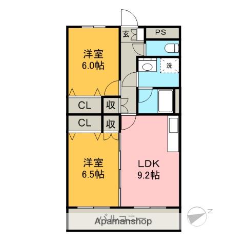 身延線 富士宮駅 バス乗車時間：16分 出水バス停で下車 徒歩4分 3階建 築23年(2LDK/1階)の間取り写真