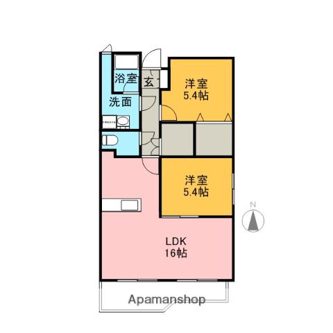 トゥールトロー(2LDK/2階)の間取り写真