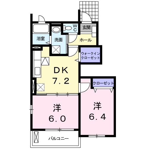 ギャランA(2DK/1階)の間取り写真