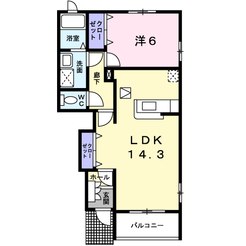シャン・ド・フルール Ⅲ(1LDK/1階)の間取り写真