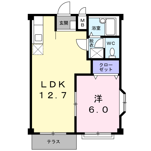 エルディム大塚(1LDK/1階)の間取り写真