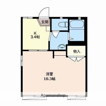 コーポフジヤマC(1K/1階)の間取り写真