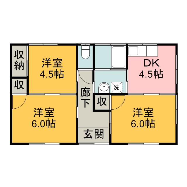 身延線 富士宮駅 バス乗車時間：13分 上万野バス停で下車 徒歩13分 1階建 築38年(3DK)の間取り写真