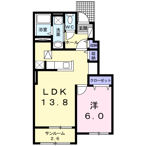 リアンクレア(1LDK/1階)の間取り写真