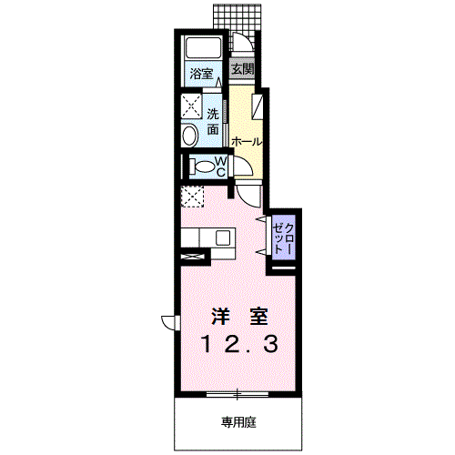 サザンクロス(ワンルーム/1階)の間取り写真