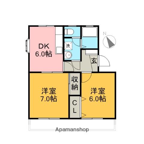 シティーリバーⅣ(2DK/1階)の間取り写真