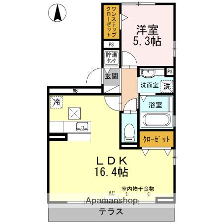 グランデタカオカ(1LDK/1階)の間取り写真