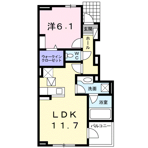 ビクトルⅡ(1LDK/1階)の間取り写真