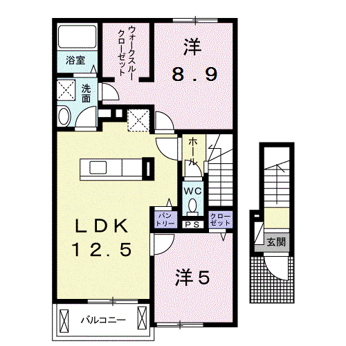 シエルⅡ(2LDK/2階)の間取り写真