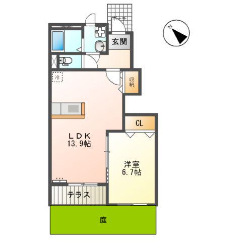 ILE DE VONHEUR(1LDK/1階)の間取り写真